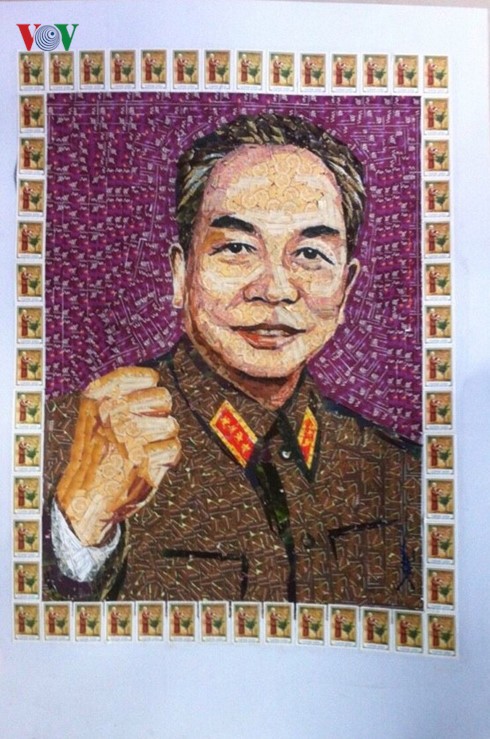 Artist Do Lenh Tuan makes inspiring pictures out of postal stamps - ảnh 3